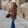 Women's Leopard Print Hooded Fur Coat With Zipper Comfortable Loose Autumn And Winter