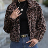 Women's Autumn And Winter Loose Long-sleeve Zipper Leopard Print Plush Coat