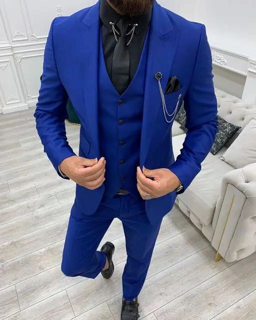 Abito da uomo completo a tre pezzi per ospite banchetto, taglie forti da uomo, vestibilità slim semplice