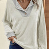 Women's Color Matching Casual Loose Shoulder Long-sleeved Top