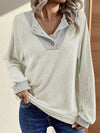 Top a maniche lunghe casual con spalle larghe e colori coordinati da donna