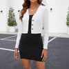 Women's Short Outer Match Knitted Cardigan