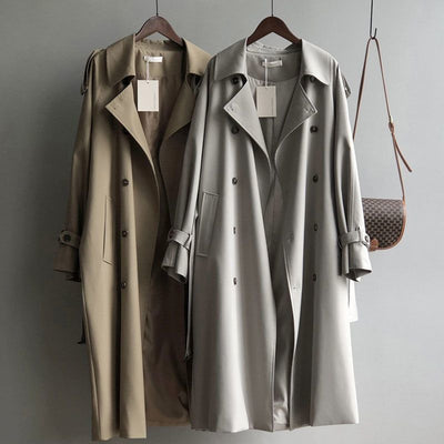 British Style All-match Draping Tight Waist Small Casual Women's Trench Coat