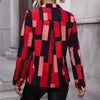Blusa a maniche lunghe da donna versatile con stampa geometrica