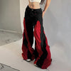 Personality Contrast Color Stitching Low Waist Casual Pants Zipper Design