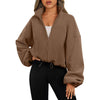 Women's Solid Color With Fur Sports Zipper Coat