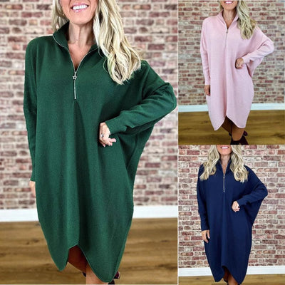 Women's Solid Color Knitted Loose Dress