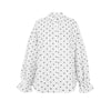 Camicia casual a pois ampia con bottoni frontali per un look elegante da inizio autunno