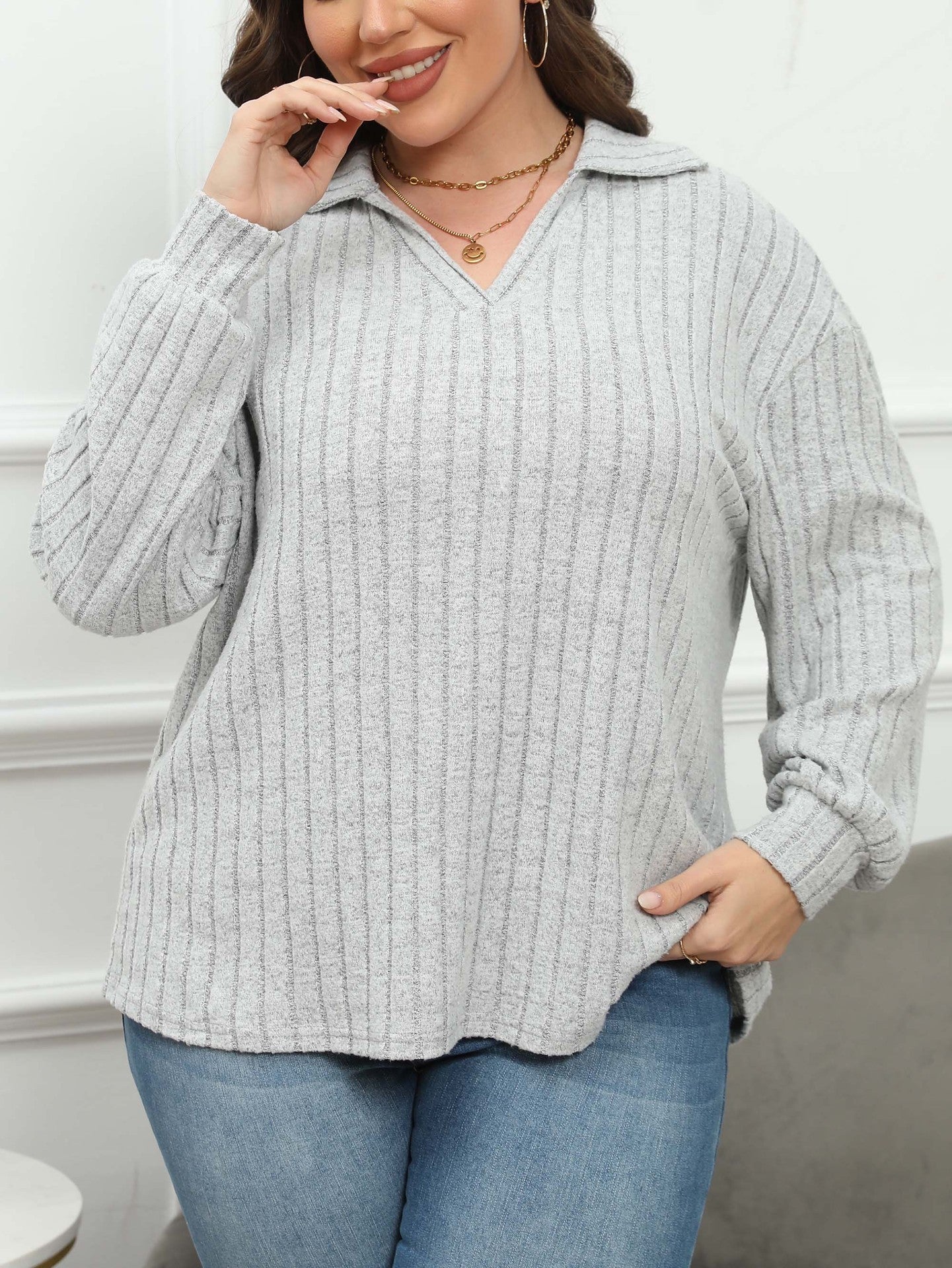 Women's Plus Size Polo Collar Bottoming Shirt