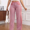 Womens Slim-Fit Wide-Leg Stretch Denim Pants With Panel Design
