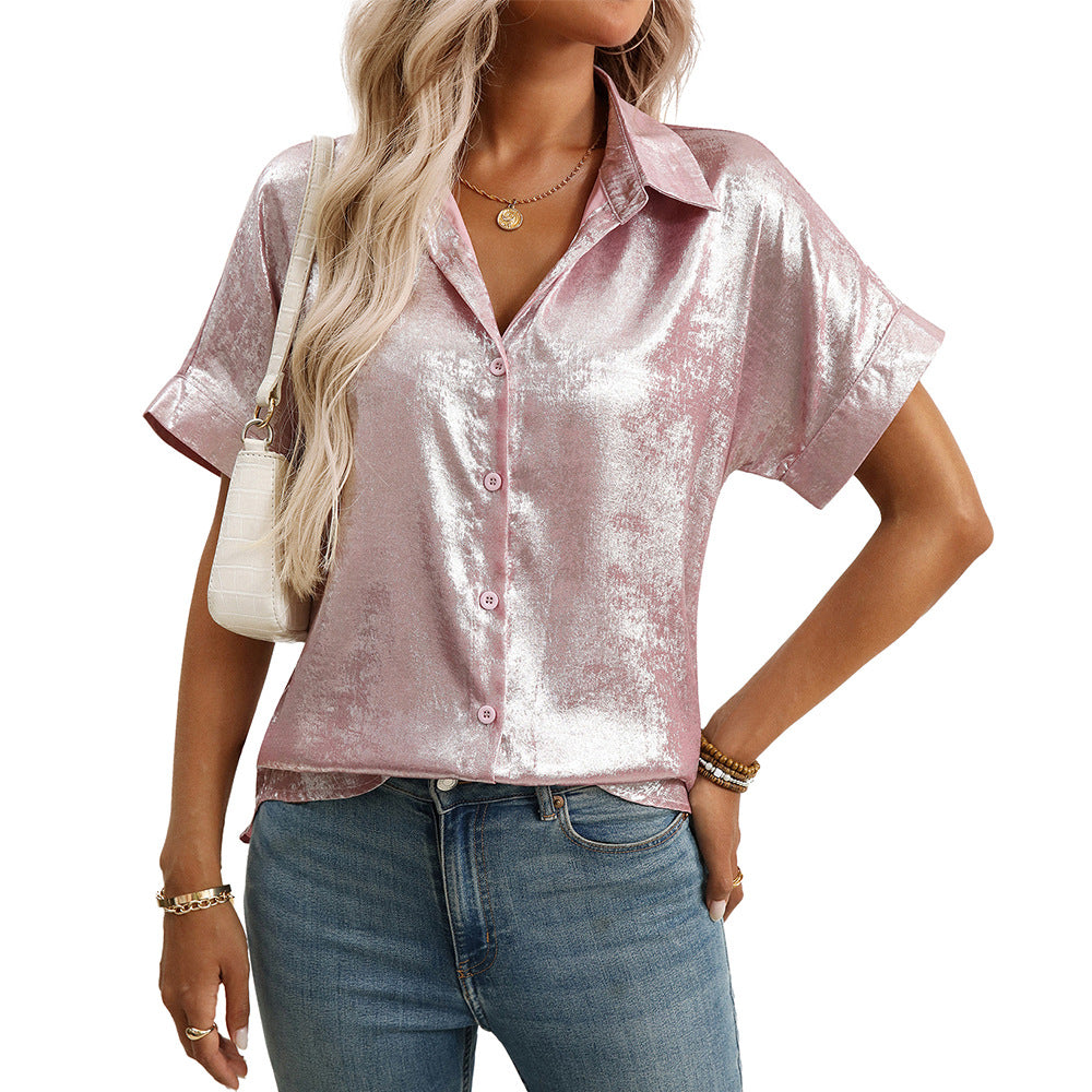 Casual Relaxed Fit Womens Short Sleeve Top