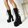 Female British Style Super High Waterproof Platform Thick Heel Platform Martin Boots