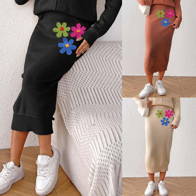 Women's Mid-length Elegant Embroidered Three-dimensional Flower Stitching Skirt