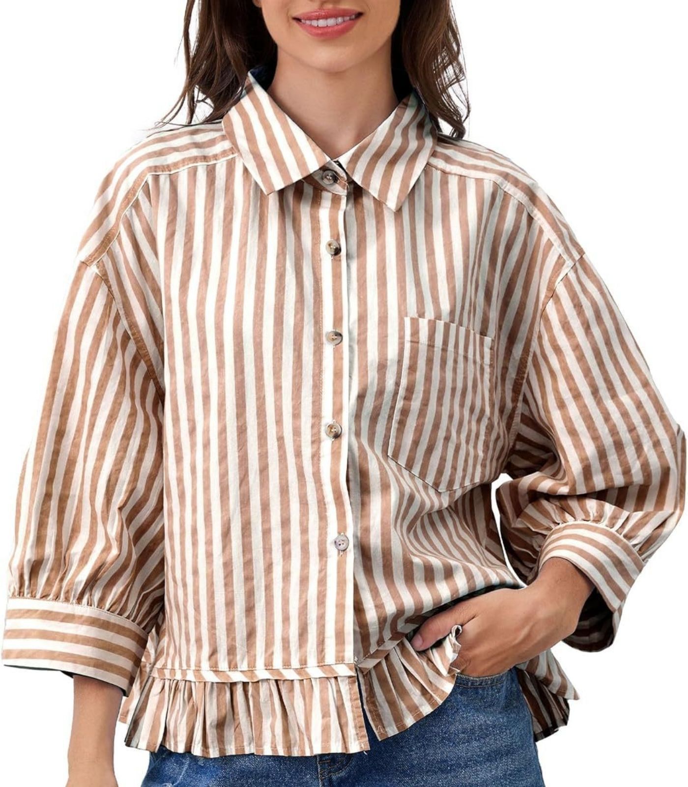 Maglia casual dal taglio morbido con abbottonatura frontale e maniche a tre quarti