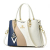 Contrast Color Handbag Large Capacity Soft Leather