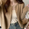 Gray Knitted Cardigan Women's Autumn Outerwear High-grade Sweater Coat