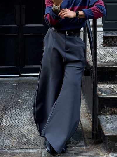 Elegant Grey Scimitar Wide-Leg Pants