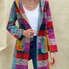 Women's Elegant Geometric Color-Block Coat