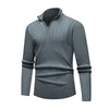 Men's Knitwear Half Zipped Stand Collar Striped Sweater