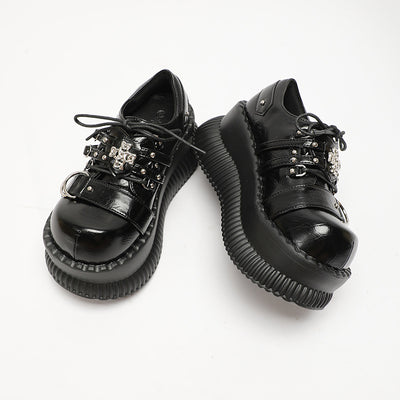 Platform Leather Shoes Women's Dark Japanese Style