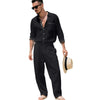 Set due pezzi camicia e pantaloni in lino da uomo