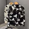 Men's Floral Pattern Slim Fit Print Long Sleeve Shirt