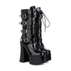 Female British Style Super High Waterproof Platform Thick Heel Platform Martin Boots