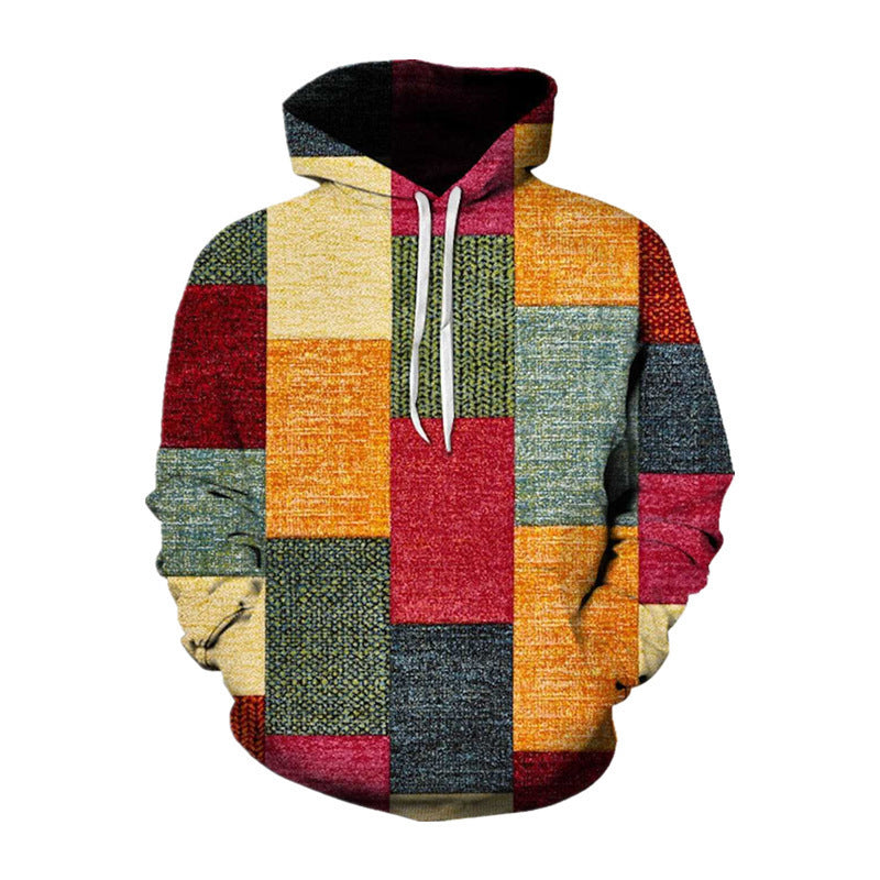 Stitching Pattern 3D Digital Printing Sweater Spring And Autumn Men's Hoodie