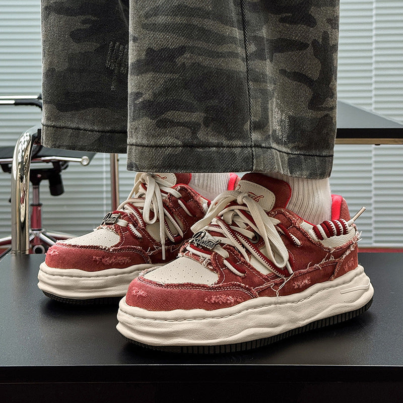 Scarpe sportive casual da uomo, con soletta interna invisibile rialzata da 7 cm, lavata e sciolta