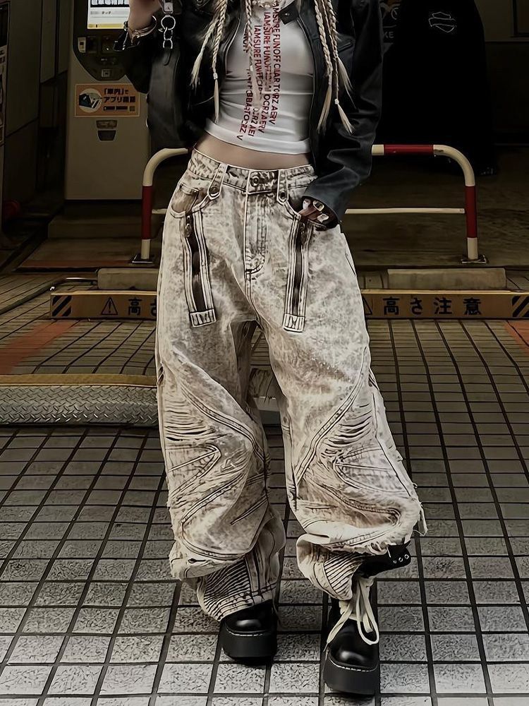 Pantaloni da donna larghi e versatili con piegatura a coltello da pavimento americani