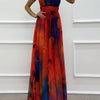 Women's Sleeveless Printed Lace-up Dress Fashion