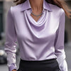 Camicia da donna a tinta unita, scollo a barca, vestibilità ampia e semplice