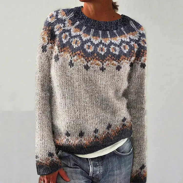 Ladies' 3D Printed Sweater Casual Loose Long Sleeved Knitted Top - A Fashionable And Comfortable Choice For Daily Wear