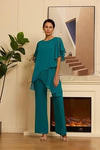 Completo Elegante in Chiffon Tinta Unita, Modello Ampio e Irregolare, di Tendenza
