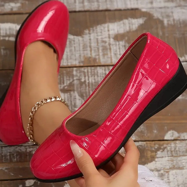 Scarpe basse casual da donna taglie forti, con tacco basso e tinta unita