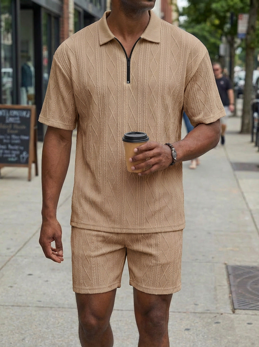 Polo da uomo, casual, a maniche corte, pantaloncini sportivi