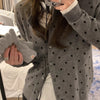 Women's Korean-style Gray Dot Knitted Cardigan Autumn Long-sleeved Top