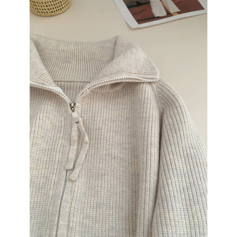 Spring Concise Idle Style Soft Glutinous Coat Thermal Knitting Coat