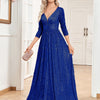 Vestito da sera formale con paillettes, scollo a V, vita alta