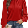 Women's Long Sleeve Small Turtleneck Solid Color Pleated