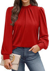 Women's Long Sleeve Small Turtleneck Solid Color Pleated