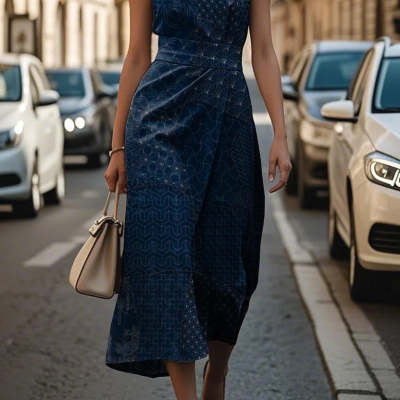 Elegant Sleeveless Floral Dress For Women