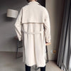 Beige Double Breasted Trench Coat For Men