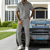 Mens Casual Corduroy Short-Sleeve Polo And Pants Set