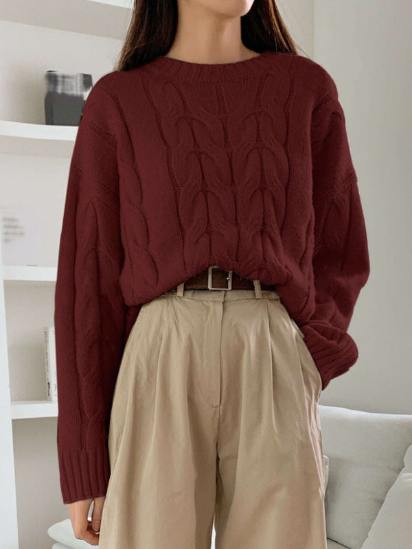 Round Neck Pure Color All-matching Trendy Sweater Top