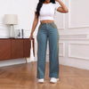 Pantaloni da donna in denim elasticizzato slim-fit a gamba larga con inserti a pannello