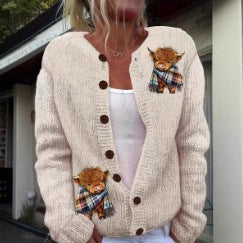 3D Digital Printing Cardigan Knitted Coat Women's Clothing