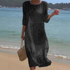 Women's Loose Round Neck Fashion Premium Long Sleeve Printed Dress
