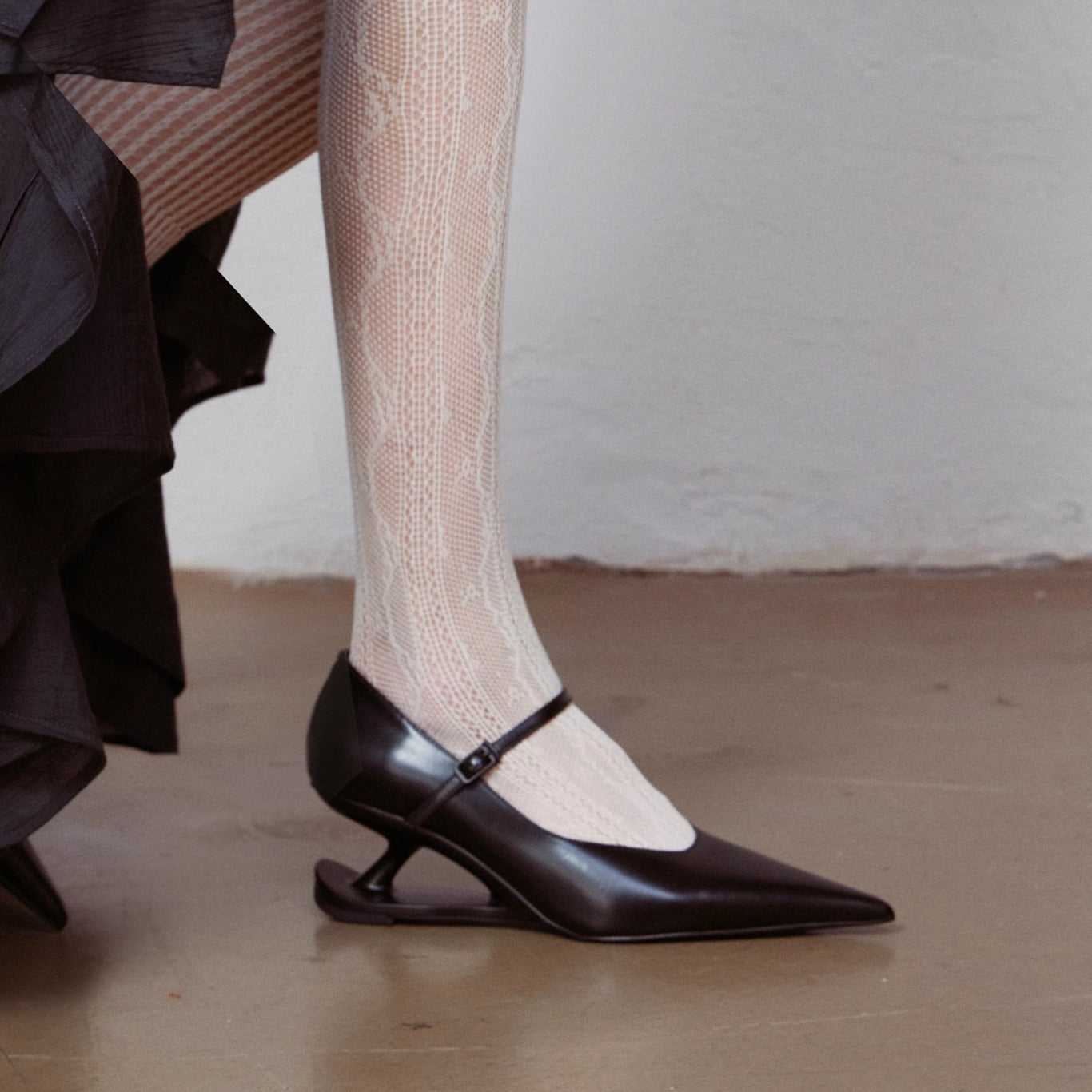 Heel Mary Jane Leather Shoes