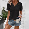 T-shirt casual a tinta unita con scollo a V